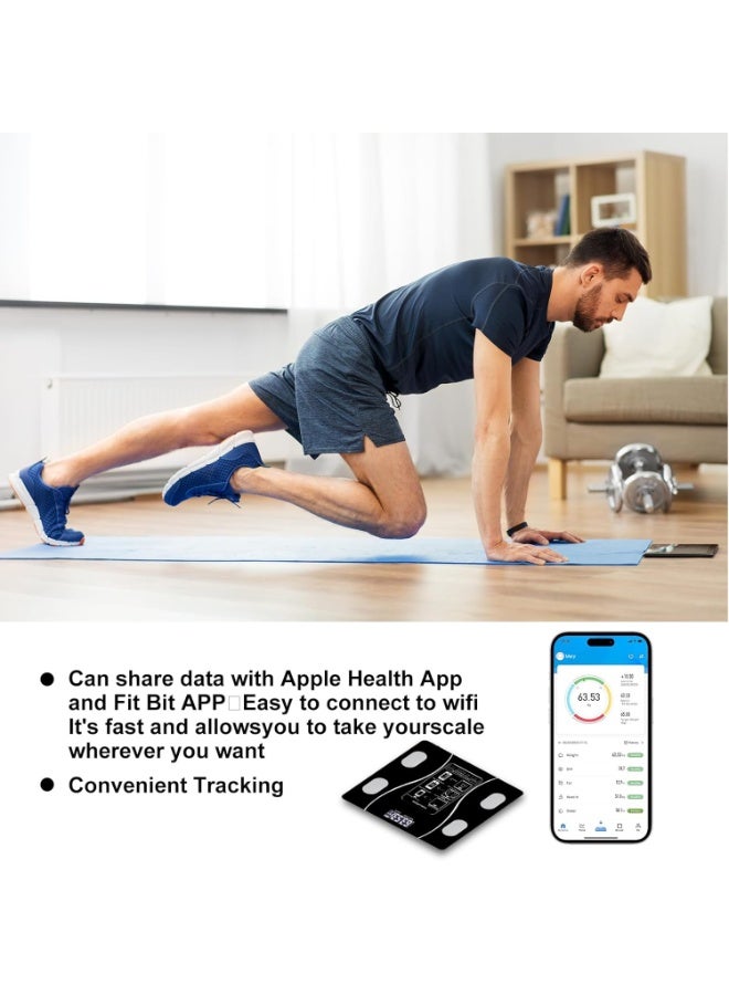 Durable and stable smart scale for measuring body fat percentage, a simple and practical digital scale that can be connected to your mobile to display body mass index, fat percentage and muscle mass, black - Image 3